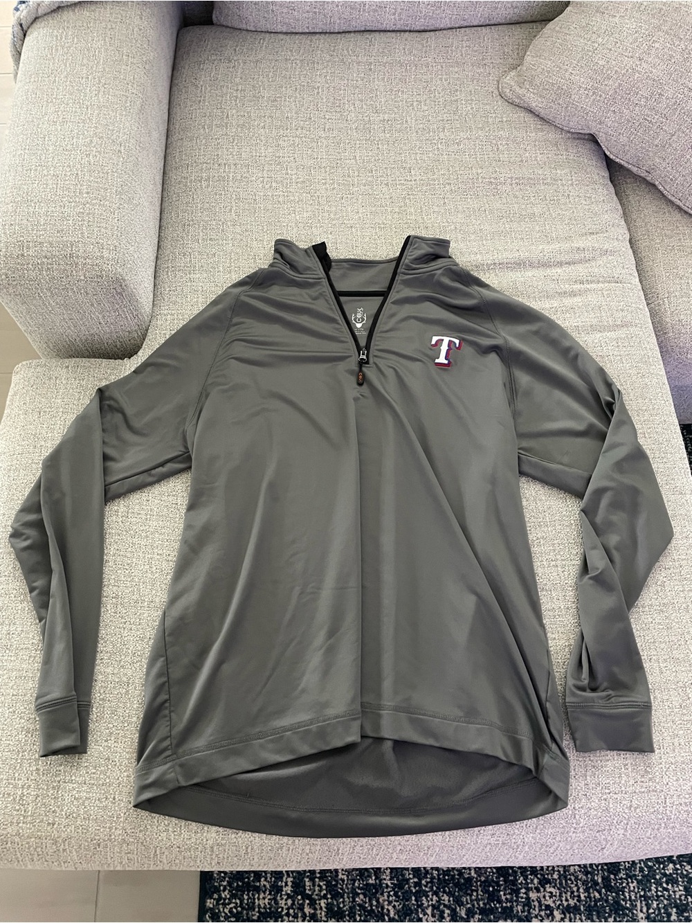 Grey Quarter-Zip Performance Pullover with Texas Rangers Logo